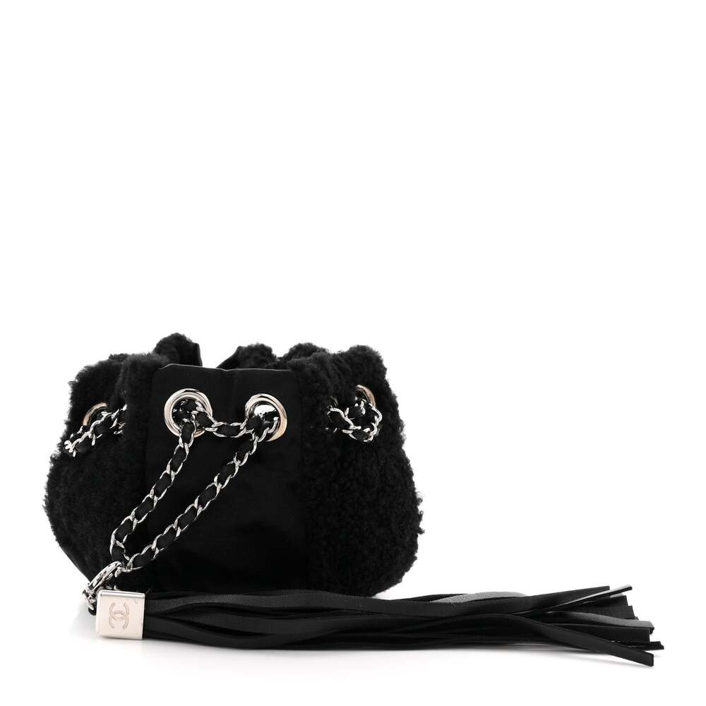 Chanel Fur Satin Drawstring Tassel Sac #257798C89B